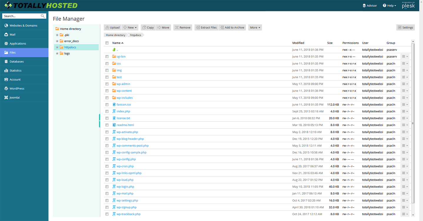 Plesk screenshot
